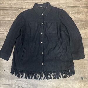 Chico's Black Utility Jacket with Fringe